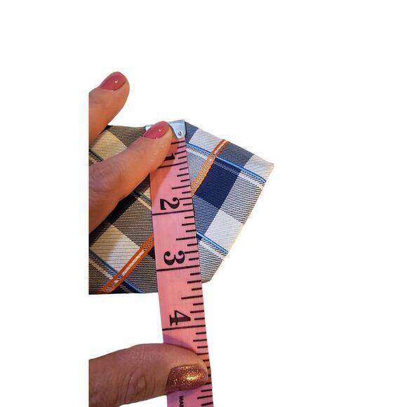 NAUTICA Plaid Checkered Navy White Orange Neck Tie Multicolor Plaids & Checks - Picture 10 of 12